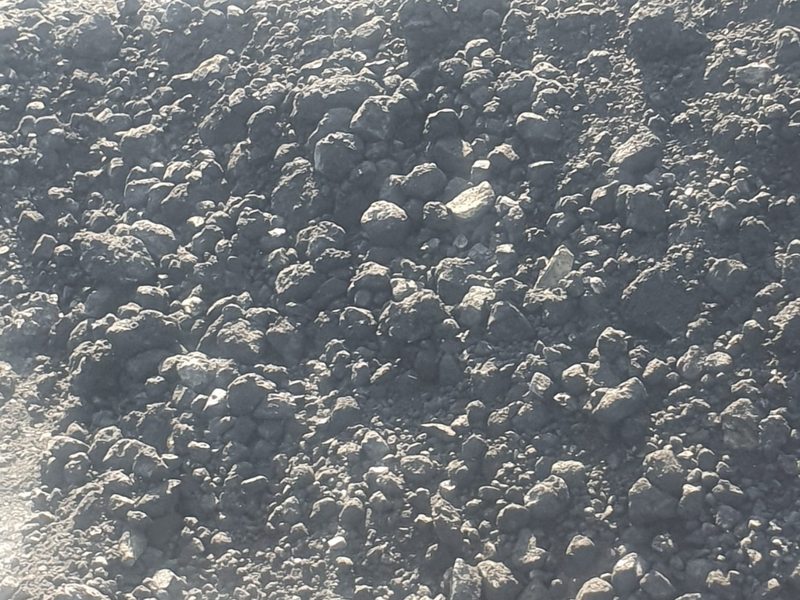 Close-up of coal lumps on a stockpile